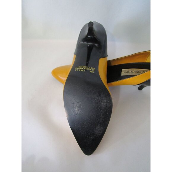 Mustard Black Colorblock 1980's Heels New Directions Show Wear IOB Man Made - Picture 9 of 12